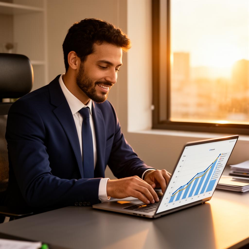 Empresário acompanhando resultados